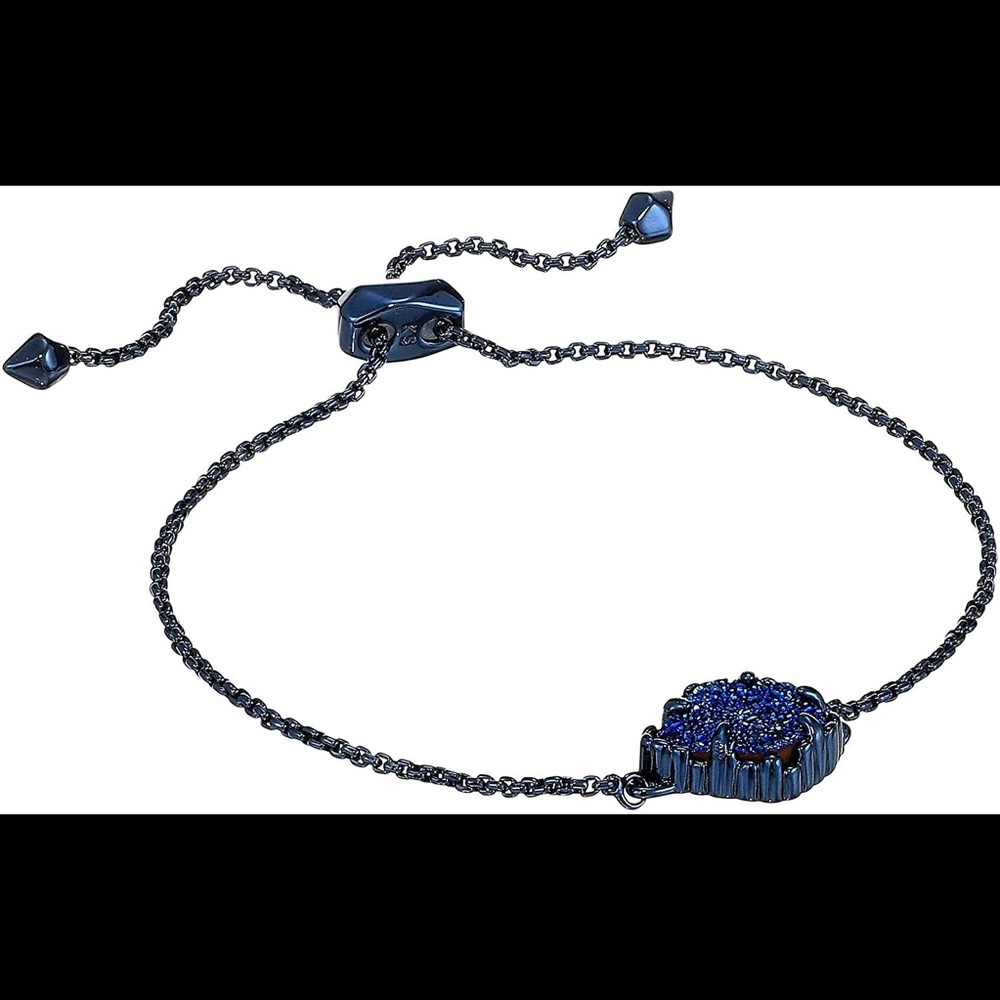 Theo Navy Gunmetal Chain Bracelet In Navy Drusy